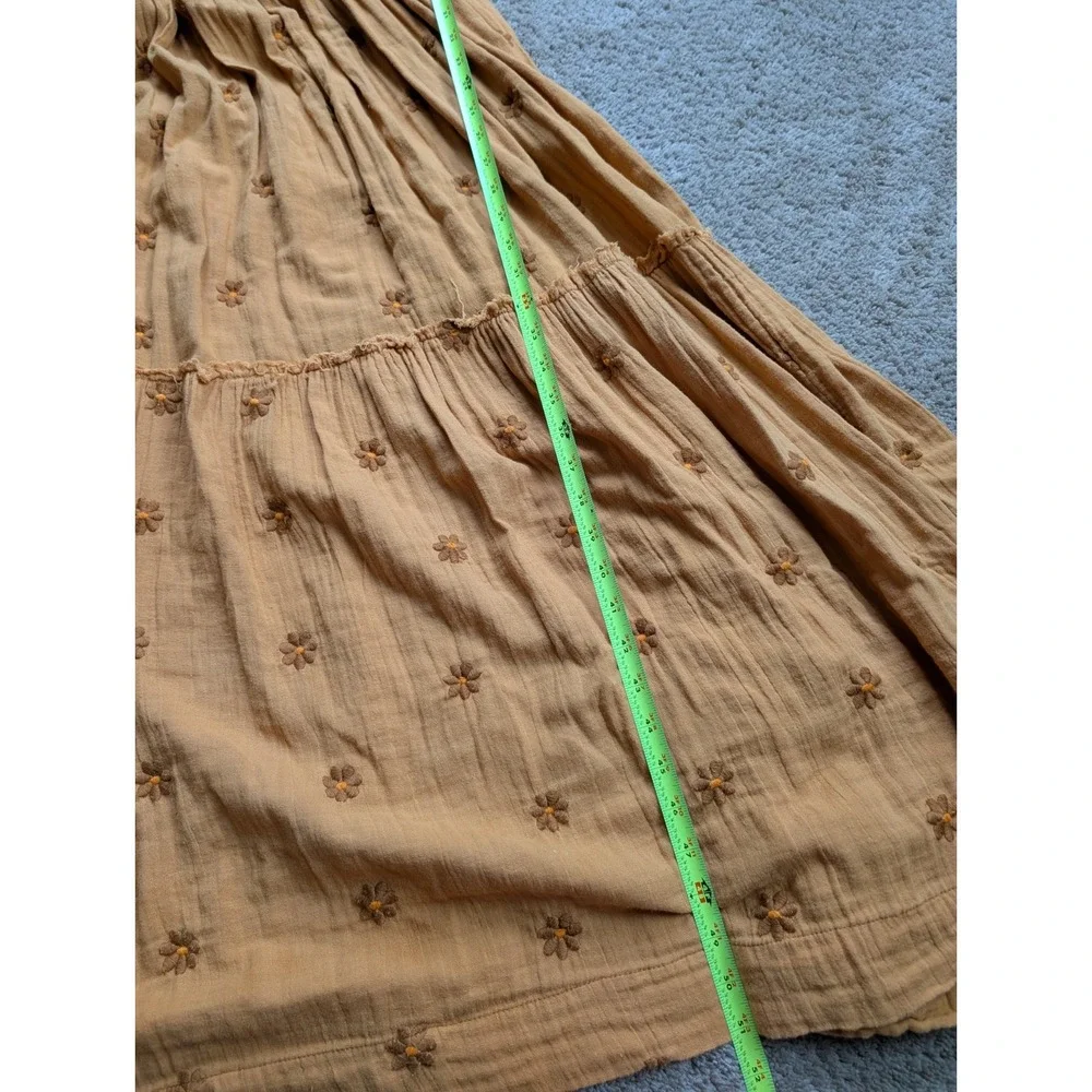 Free‎ People Dahlia Embroidered Maxi Dress Womens Large Yellow Gold Floral - Picture 8 of 11